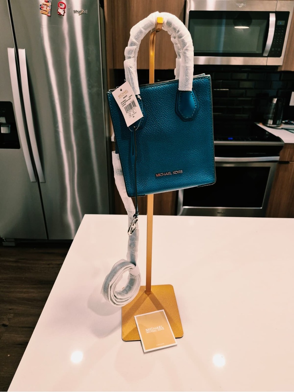 Michael Kors Teal Pebbled Leather Mini Tote